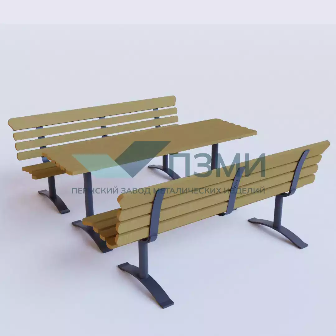 Фото Стол с двумя скамейками в Коврове, завод ПЗМИ, доставка по РФ